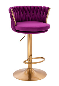 HR450W Scaun Fucsia din Catifea cu Bază Aurie