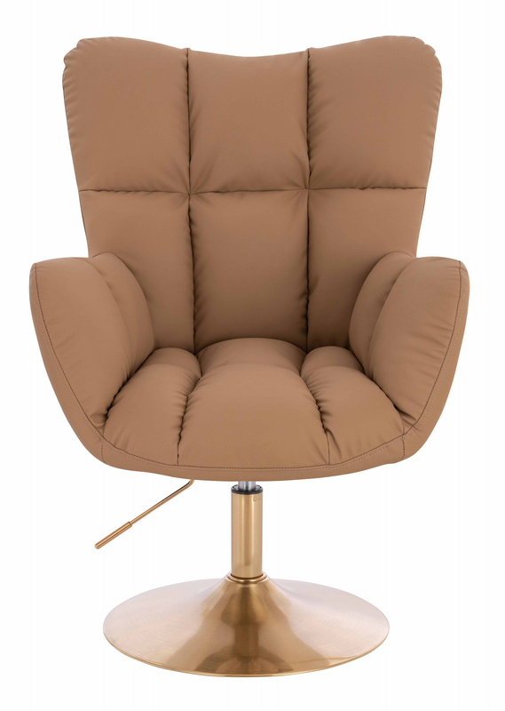 HR650N Scaun Caramel Piele Ecologica Premium Soft cu Bază Aurie