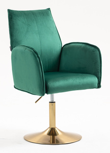 HR280N Scaun Verde din Catifea cu Bază Aurie