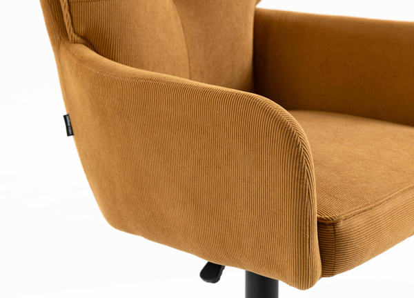 HR250W Scaun Catifea Reiată Premium Ruloare Curry Galben Bază Neagră