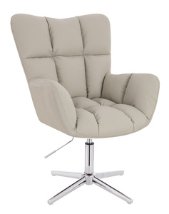 HR650CROSS Scaun Ecru Piele Ecologica Premium Soft cu Bază Cromata