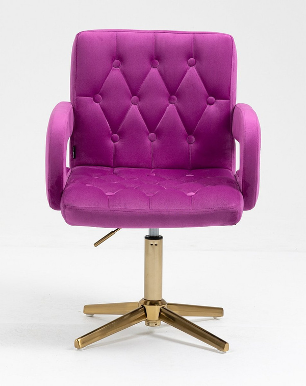 HR8404CROSS Scaun Catifea Fucsia cu Bază Aurie