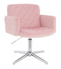 HR802CROSS Scaun Roz Pudra din Catifea cu Bază Cromata