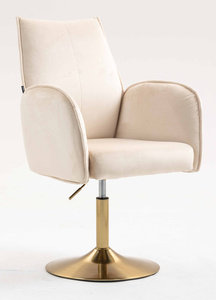 HR280N Scaun Crem din Catifea cu Bază Aurie