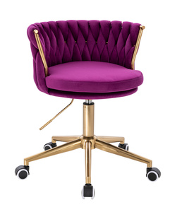 HR450K Scaun Fucsia din Catifea cu Bază Aurie