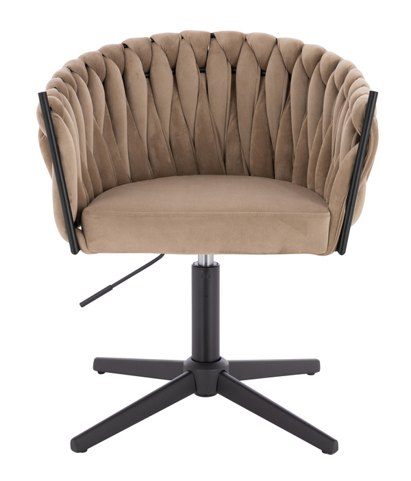 HR750CROSS Scaun Latte din Catifea cu Bază Neagră