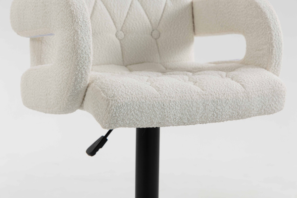 HR8404KW Scaun Crem Boucle cu Bază Neagră