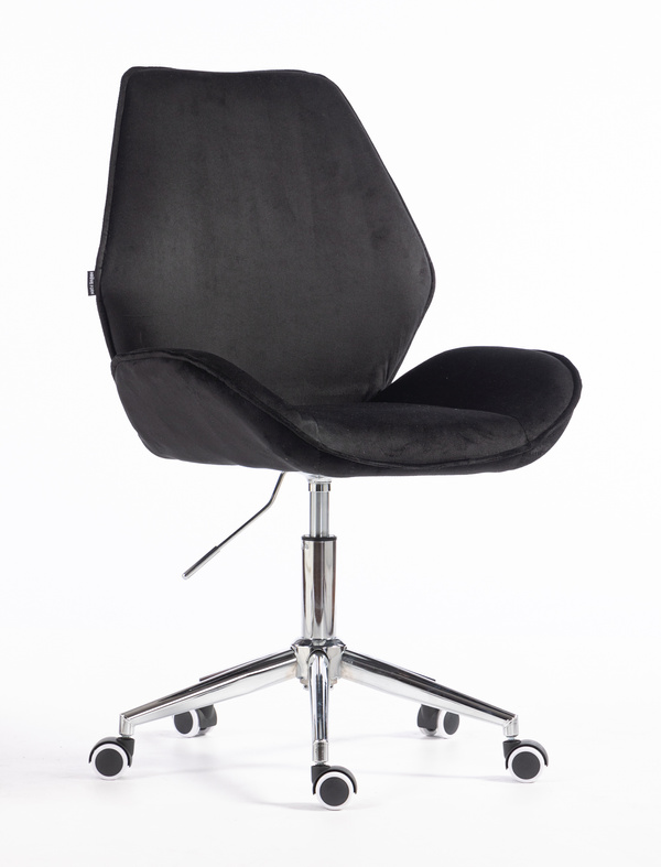 HR350K Scaun Neagră din Catifea Bază Cromata