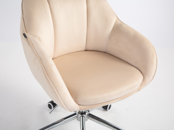 HR2055K Scaun Crem din Catifea cu Bază Cromata