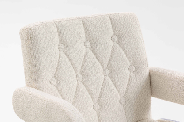 HR8404W Scaun Crem Boucle cu Bază Cromata