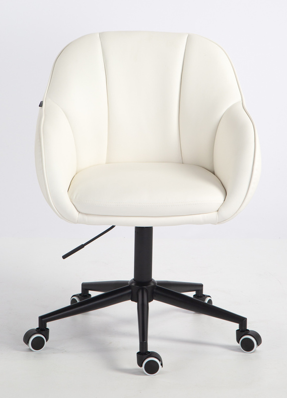 HR2055K Scaun Alb din Piele Ecologica cu Bază Neagră