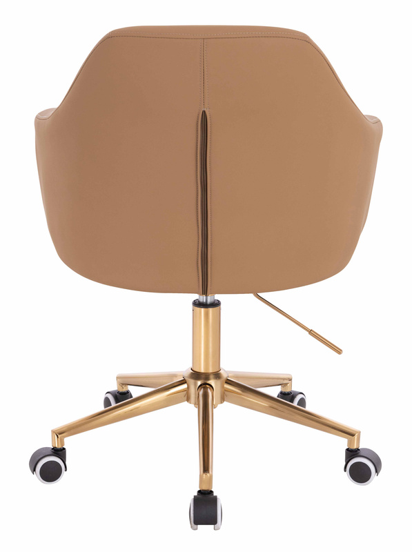 HR831K Scaun Caramel Piele Ecologica Premium Soft cu Bază Aurie