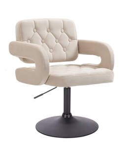 HR8403N Scaun Catifea Crem cu Bază Neagră