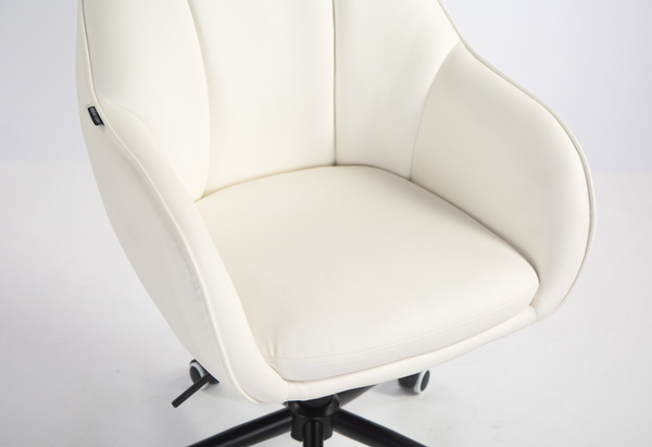 HR2055K Scaun Alb din Piele Ecologica cu Bază Neagră