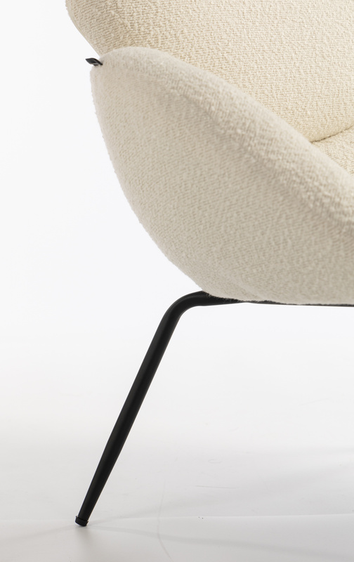 HR2045 Scaun Crem Boucle cu Bază Neagră