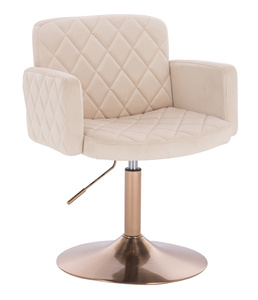 HR802N Scaun Crem din Catifea cu Bază Aurie