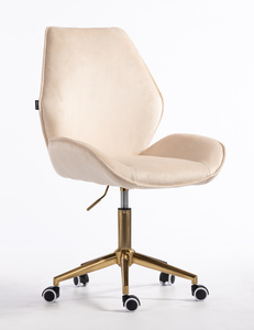 HR350K Scaun Crem din Catifea Bază Aurie