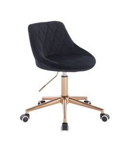 HR1054K Scaun Negru Catifea cu Bază Aurie