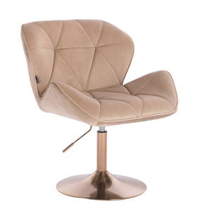 HR111N Scaun Latte Catifea cu Bază Aurie