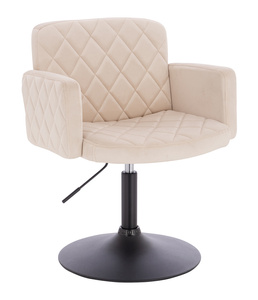 HR802N Scaun Crem din Catifea cu Bază Neagră