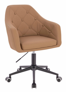 HR831K Scaun Caramel Piele Ecologica Premium Soft cu Bază Neagră