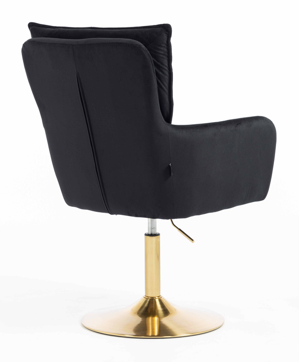 HR250N Scaun Catifea Neagră Bază Aurie
