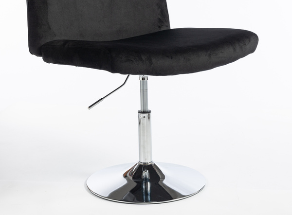 HR150N Scaun Neagră din Catifea cu Bază Cromata