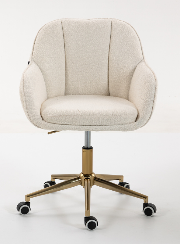 HR2055K Scaun Crem din Boucle cu Bază Aurie