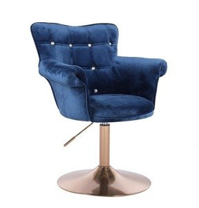 HR804CN scaun Catifea Bleumarin cu Bază Aurie
