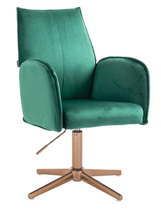 HR280CROSS Scaun Verde din Catifea cu Bază Aurie