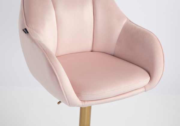 HR2055W Scaun Roz Pudra din Catifea cu Bază Aurie