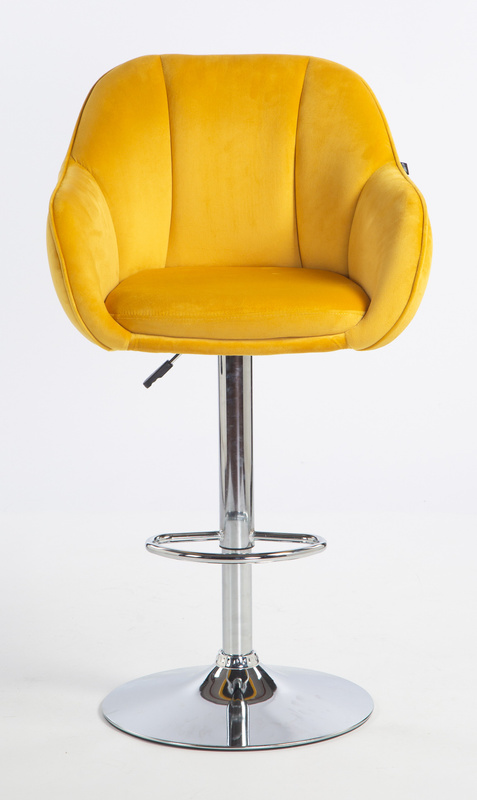 HR2055W Scaun Galbenă din Catifea cu Bază Cromata