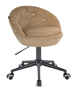 HR948K Scaun Latte din Catifea cu Bază Neagră