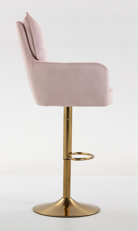 HR250W Scaun Catifea Roz Pudra Bază Aurie