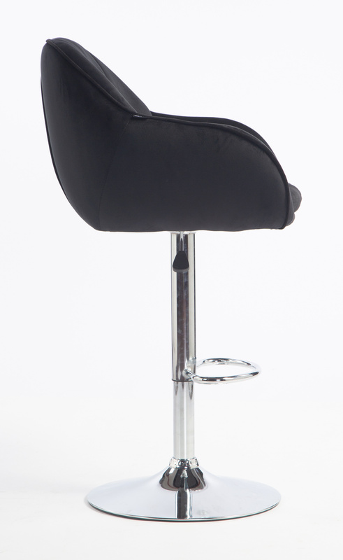 HR2055W Scaun Neagră din Catifea cu Bază Cromata