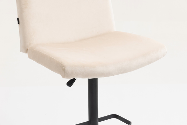 HR150KW Scaun Crem din Catifea cu Bază Neagră