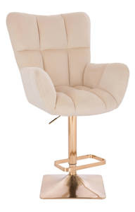 HR650KW Scaun Crem Catifea cu Bază Aurie