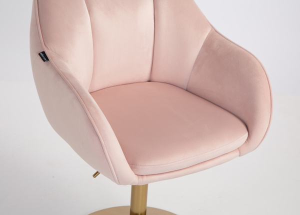 HR2055N Scaun Roz Pudra din Catifea cu Bază Aurie