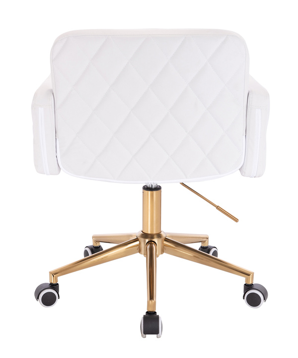 HC802K Scaun Alb din Piele Ecologica cu Bază Aurie