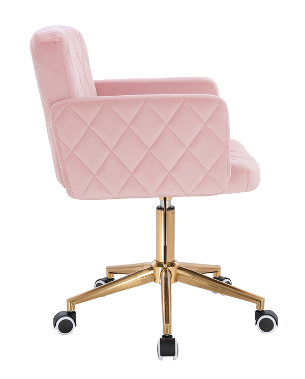 HR802K Scaun Roz Pudra din Catifea cu Bază Aurie