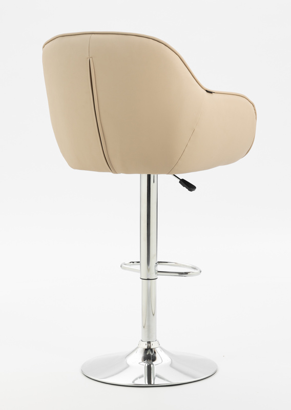 HR2055W Scaun Crem din Piele Ecologica cu Bază Cromata