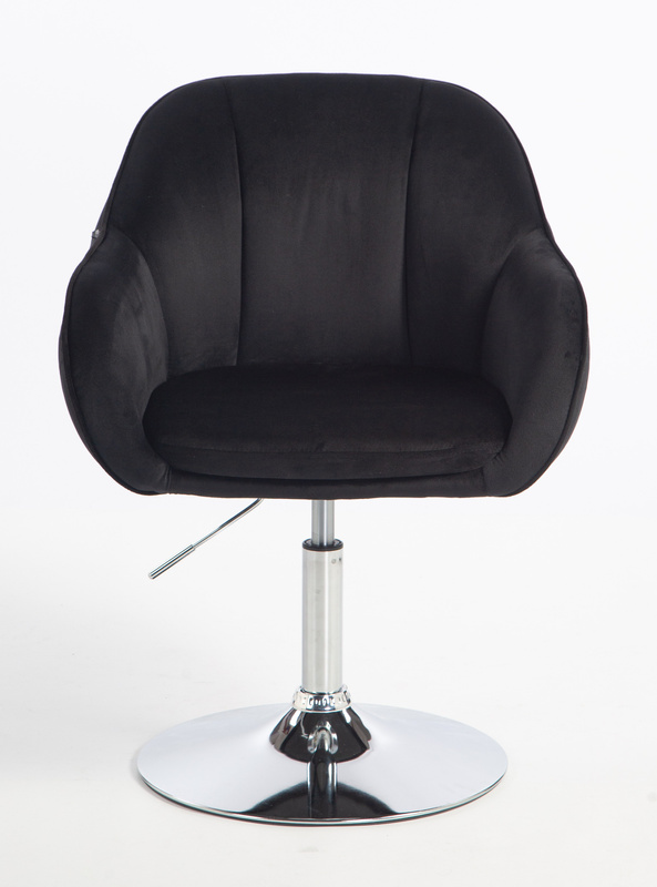 HR2055N Scaun Neagră din Catifea cu Bază Cromata