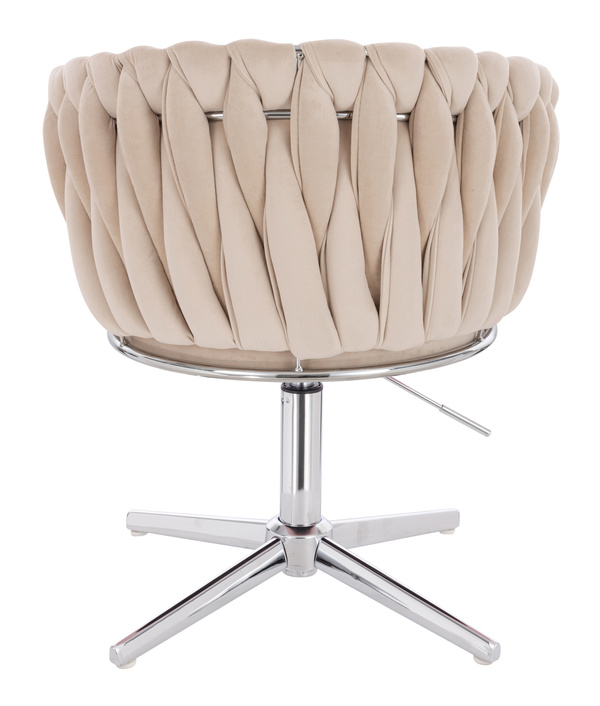 HR750CROSS Scaun Crem din Catifea cu Bază Cromata