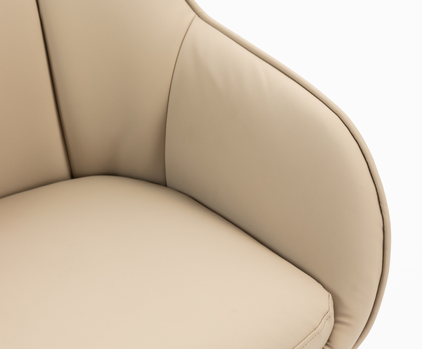 HR2055W Scaun Crem din Piele Ecologica cu Bază Cromata