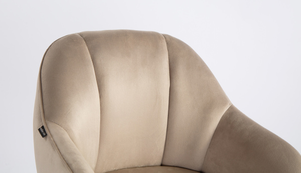 HR2055W Scaun Latte din Catifea cu Bază Cromata