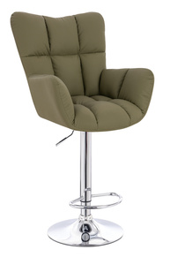 HR650W Scaun Khaki Piele Ecologica Premium Soft cu Bază Cromata