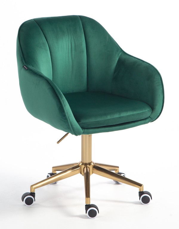 HR2055K Scaun Verde din Catifea cu Bază Aurie