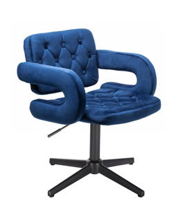 HR8403CROSS Scaun Bleumarin Catifea cu Bază Neagră