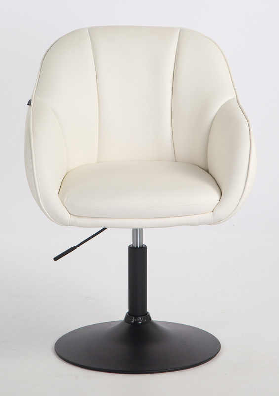 HR2055N Scaun Alb din Piele Ecologica cu Bază Neagră
