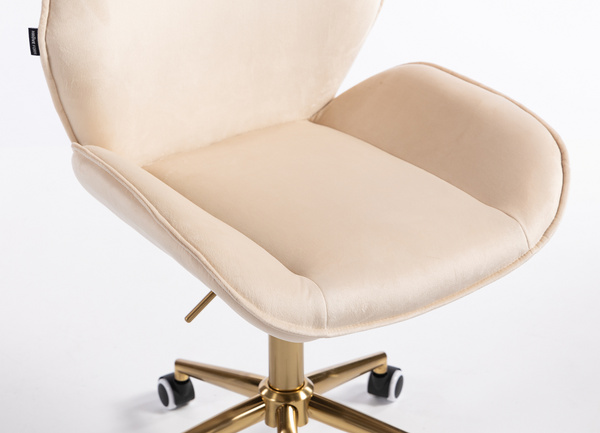 HR350K Scaun Crem din Catifea Bază Aurie
